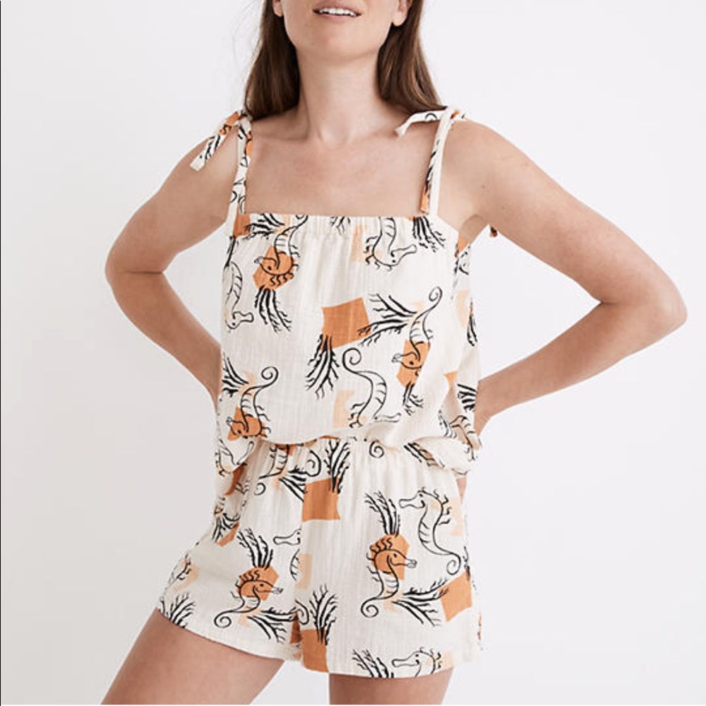 Lightestspun Pajama Set in Seahorse Sketch